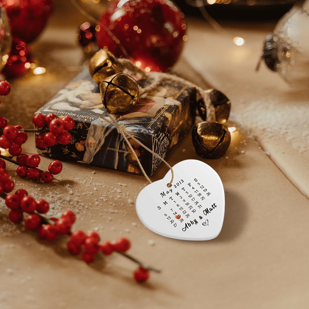 Byxhuc Personalized Wedding Gifts, Engagement Gifts for Couples, Heart Ceramic Ornament with Date, Gifts for Friend Guests