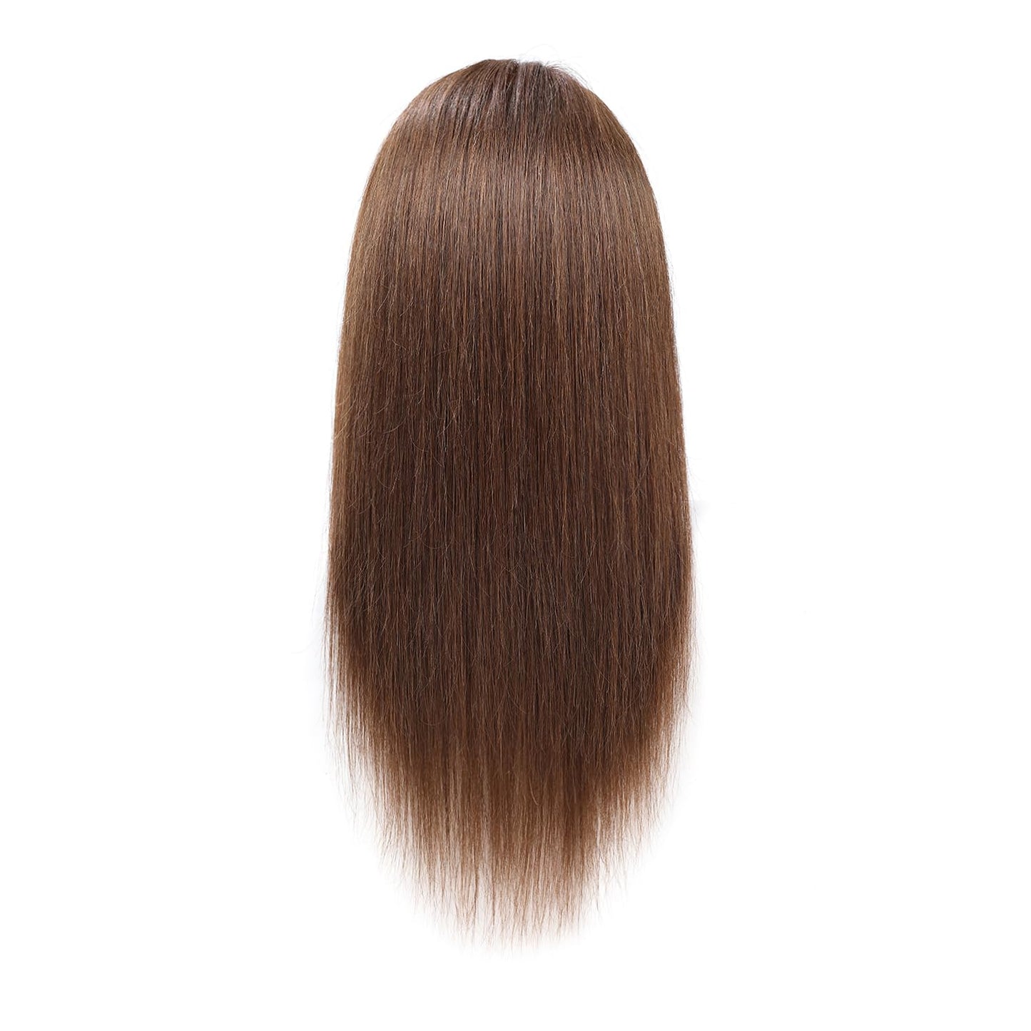 Human Hair Mannequin Head for Hair Styling Practice | 20-22" Dark Brown Cosmetology Doll with Clamp