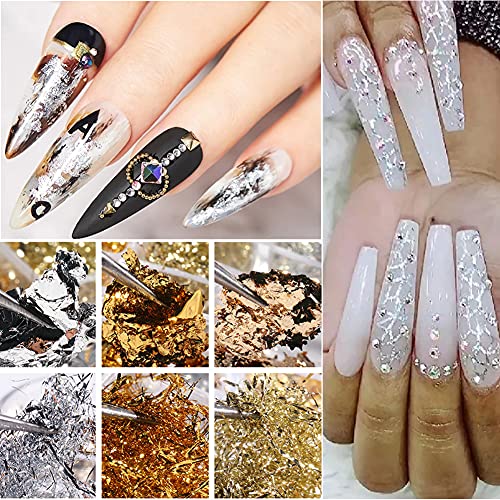 Holographic Nail Art Foil Flakes Glitter Sequins for Manicure, 6 Colors