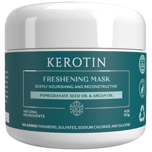 Keratin Freshening Mask - Natural Repair Treatment for Dry & Damaged Hair | Deep Conditioning with Argan Oil, Sulfate-Free, Curly Safe