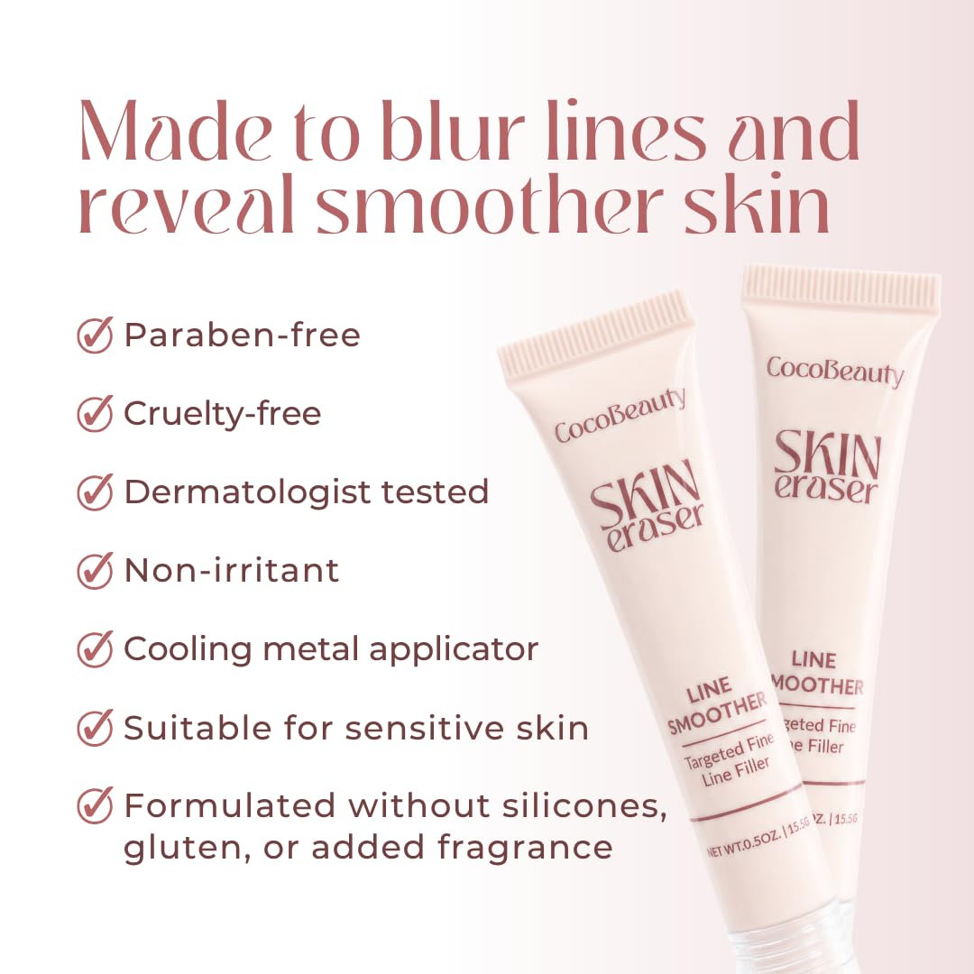 CocoBeauty Precision Line Blur Primer - Pore Smoothing Makeup Base for Mature Skin with Niacinamide & Hyaluronic Acid | Anti-Aging Formula