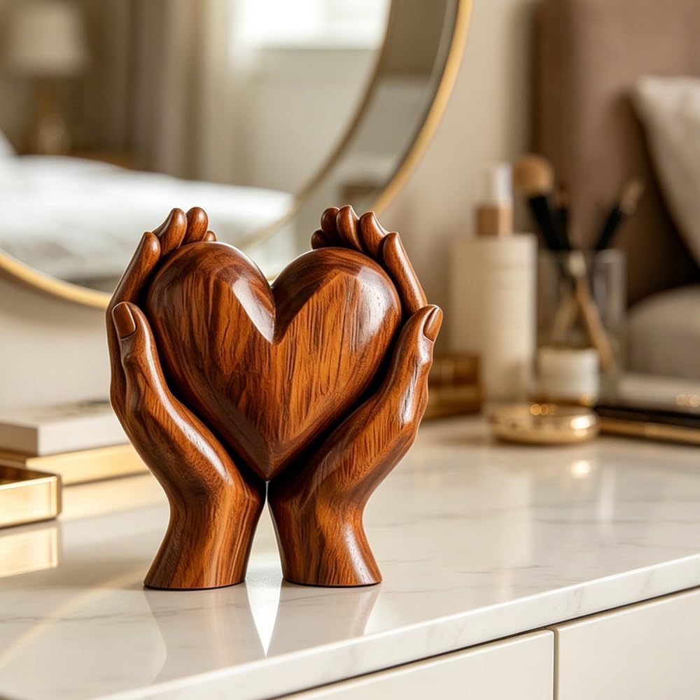 Love Heart Hand Sculpture - Unique Collectible Figurine for Bedroom, Living Room, or Bookshelf | Perfect Gift for Women, Moms, and Girlfriends