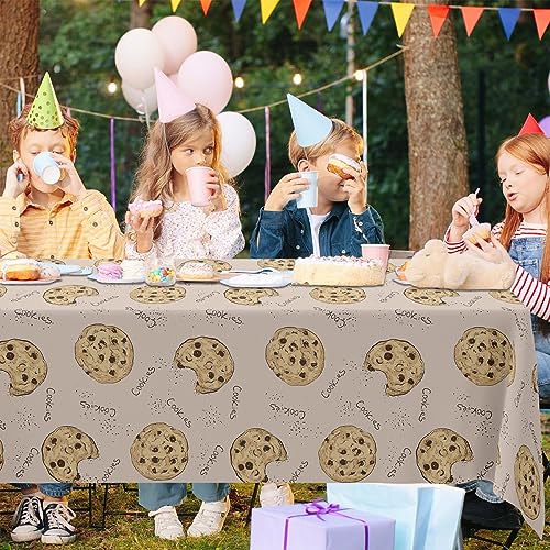 Chocolate Chip Cookie Tablecloth - 53x98 Inch Rectangle for Parties