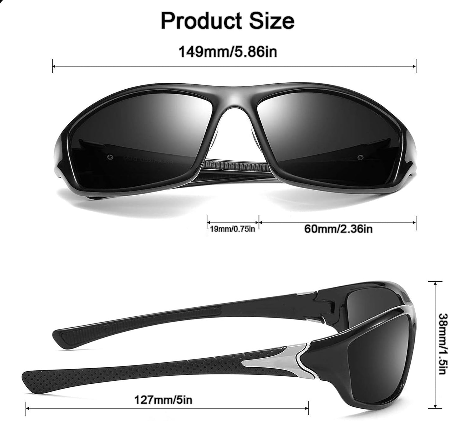 Polarized Sports Sunglasses - Dark Blue UV400 Protection for Fishing, Cycling & Hiking | Wrap Around Design