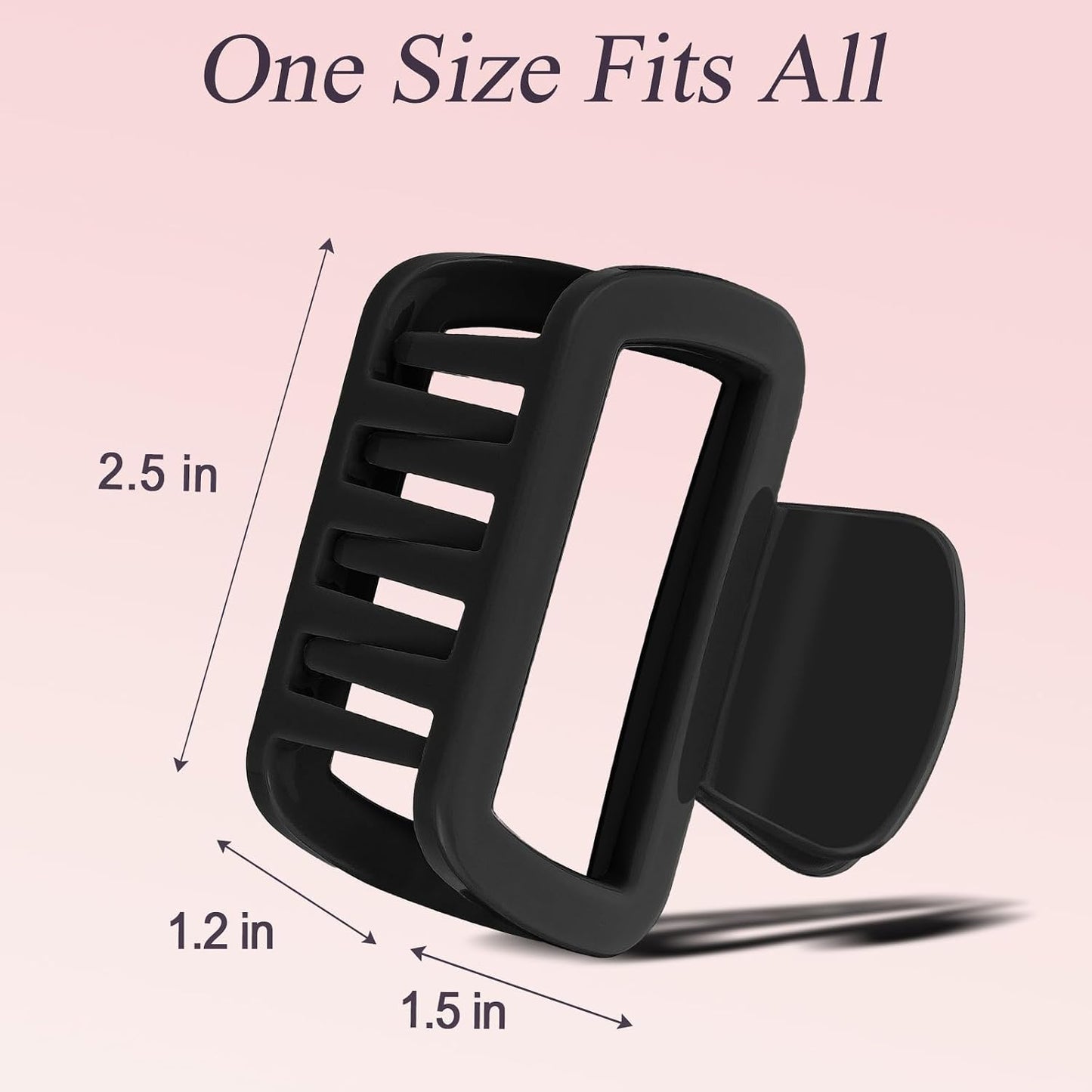 Flexible Silicone Hair Claw Clips - Strong Hold for Thin & Thick Hair | 2-Pack, 2.16in, Black