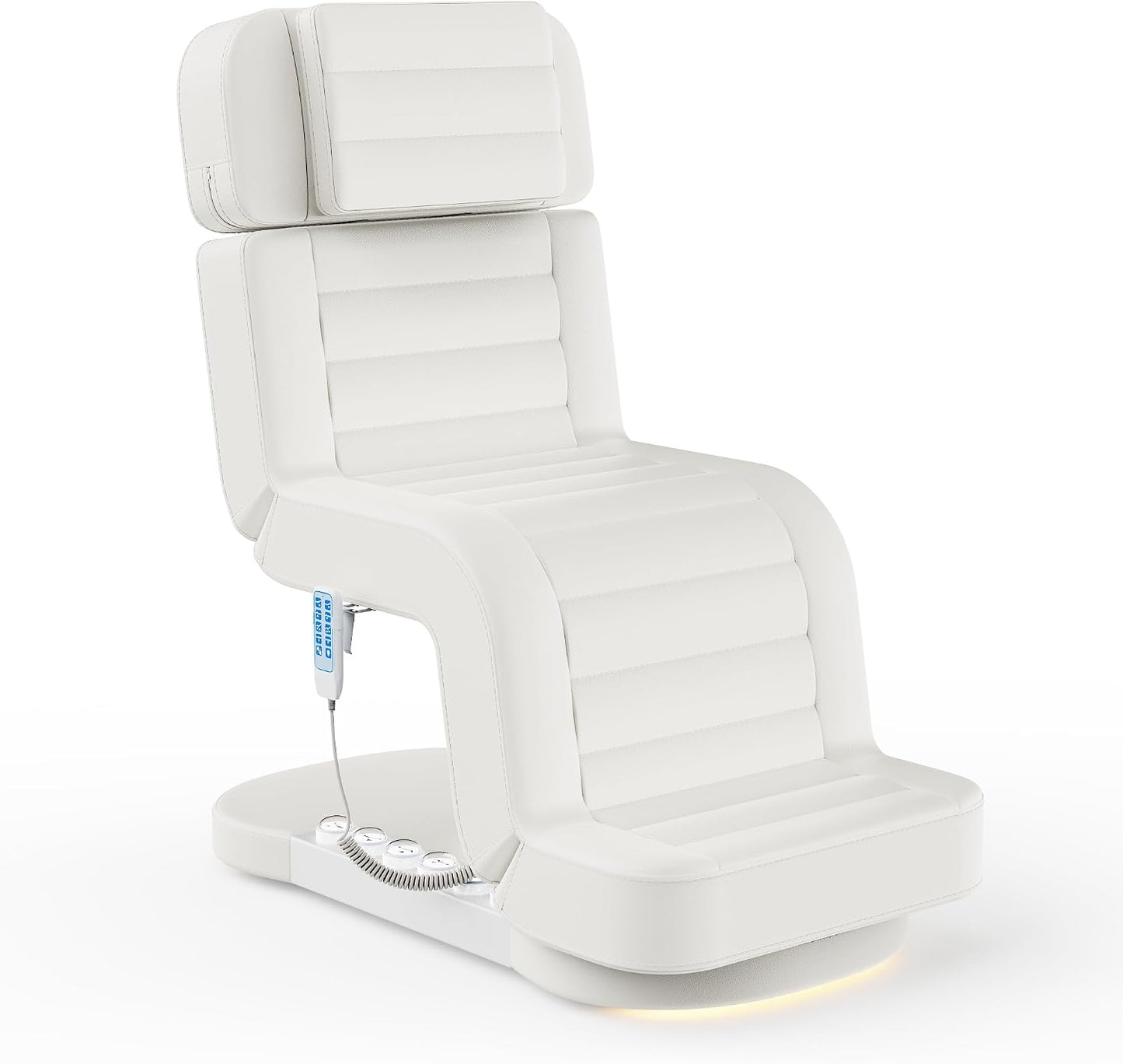 Electric Spa Table with LED Light - 3 Motor Adjustable Height, Backrest & Leg Support | White for Massage, Facial & Beauty Treatments