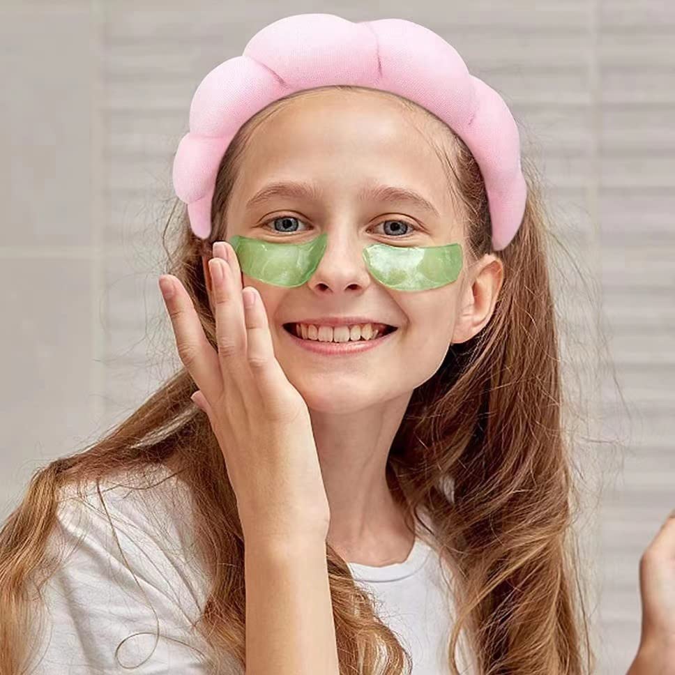 Luckybear Spa Headband - Velvet Makeup & Skincare Headband with Face Wash Wristbands | Black