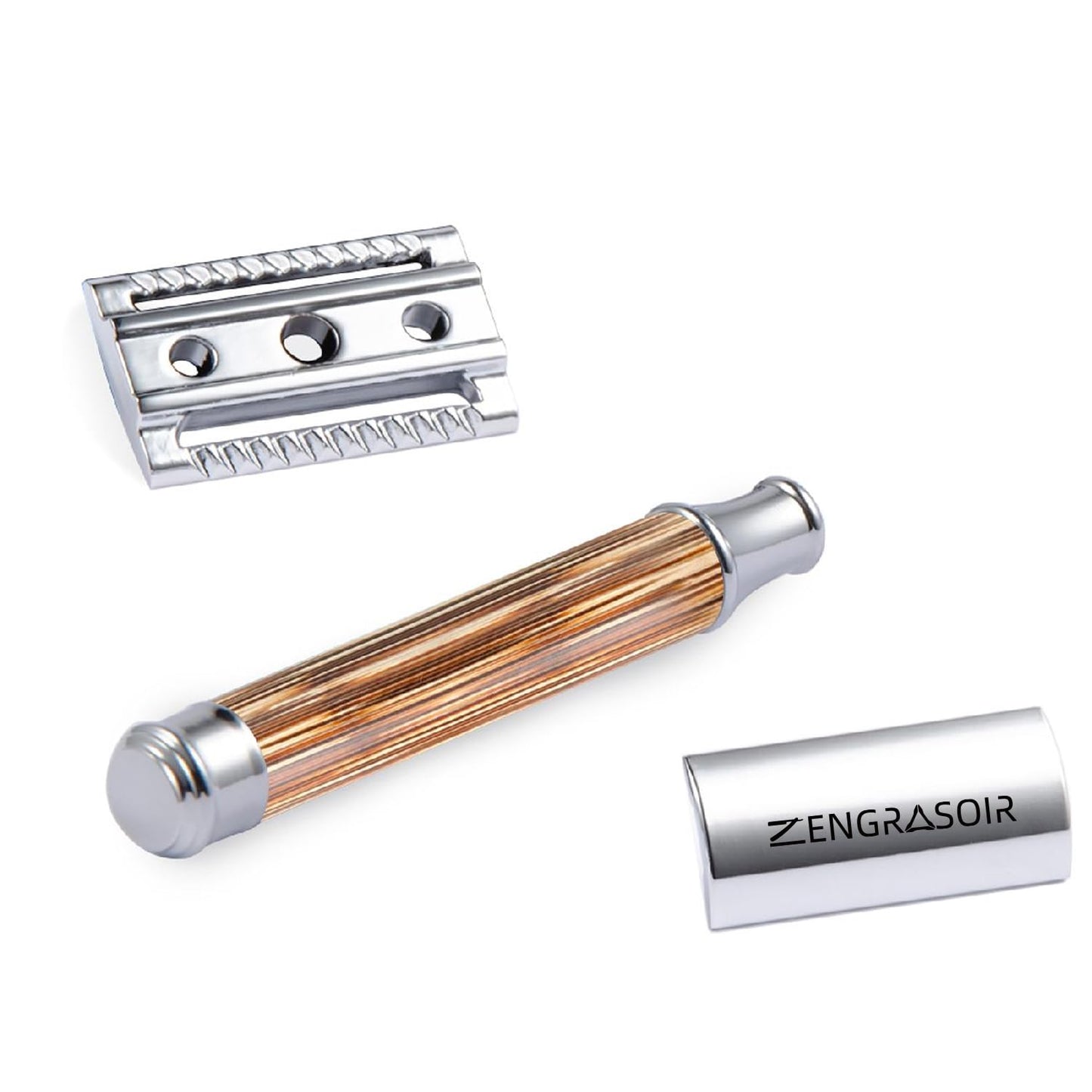 ZENGRASOIR Double Edge Safety Razor with Stand, Safety Razor Travel Case, Women/Men Ladies Razor with 10 Double Edge Safety Razor Blades, Bamboo Handle, 4 Piece Shaving Kit