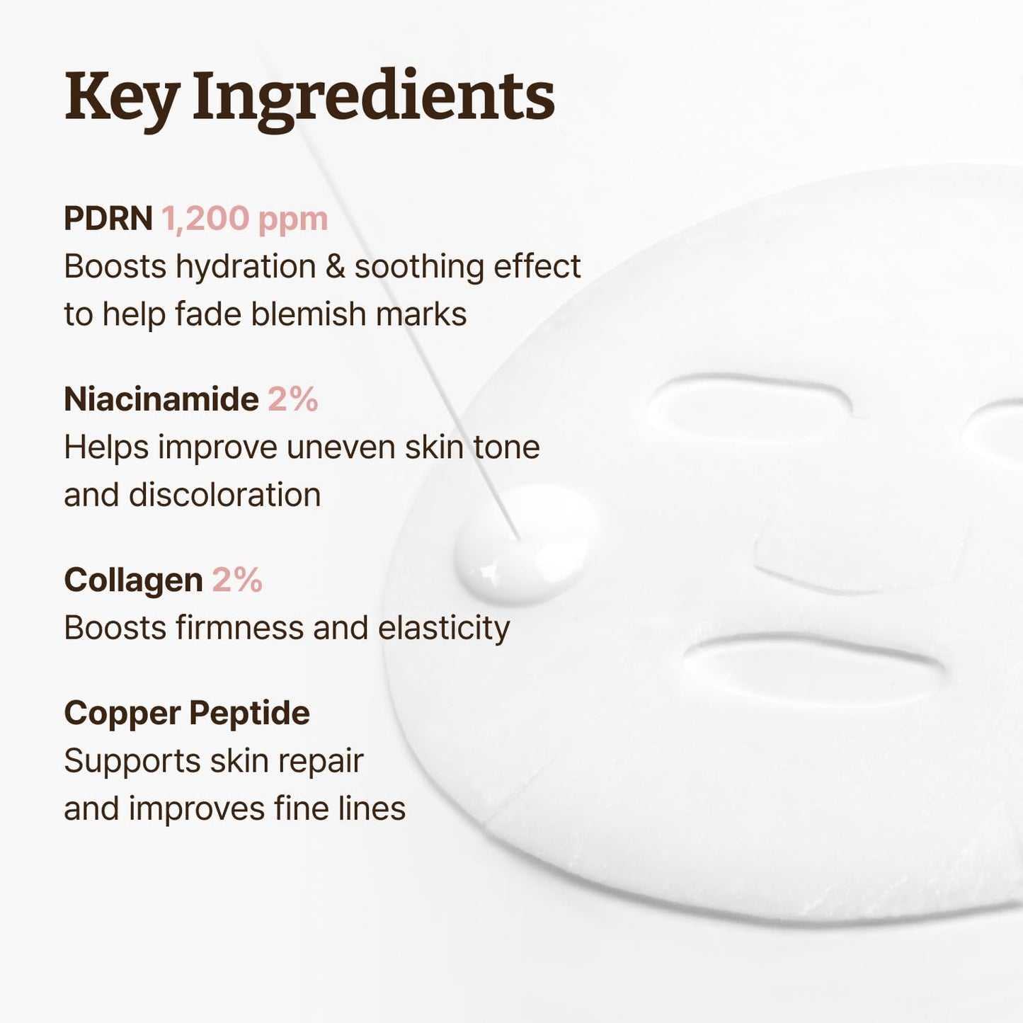 Advanced PDRN Rejuvenating Mask - Korean Face & Neck Sheet Mask with 1,200 ppm PDRN, Collagen & Copper Peptides | Hydrating & Soothing (1.2 Fl Oz x 4)