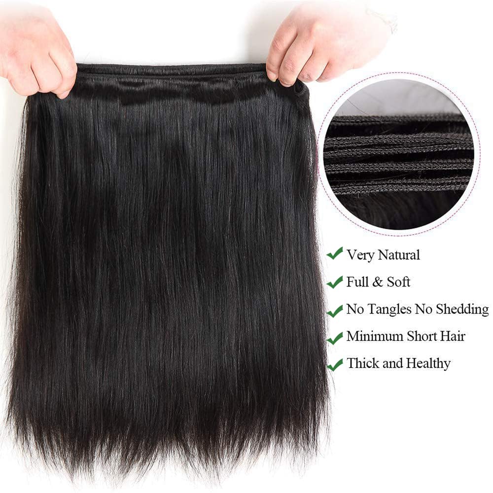 Straight Hair Bundles - 100% Unprocessed Virgin Human Hair | 20-26 Inch, Natural Black, 10A Quality