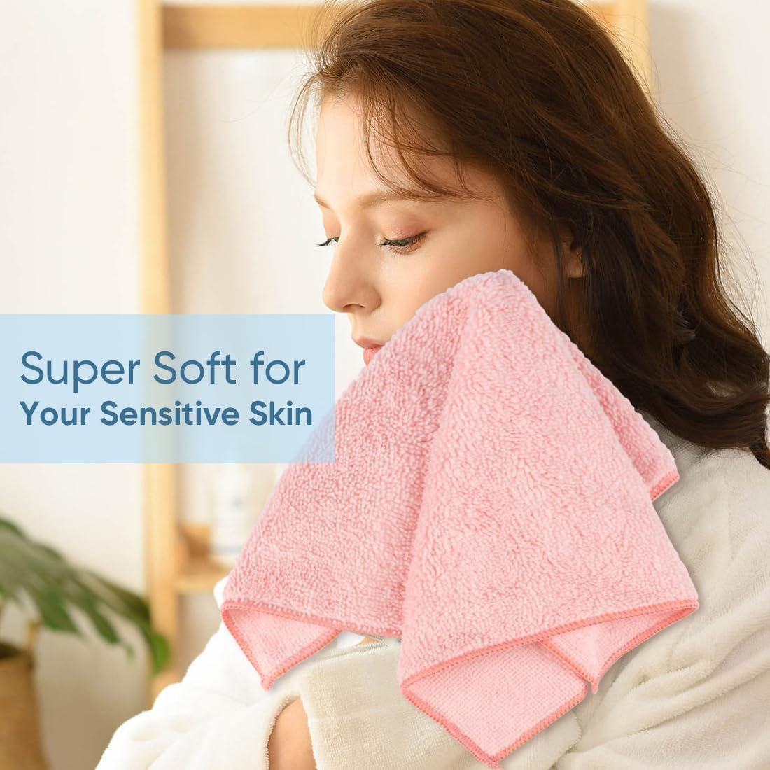 Quick Drying Face Towels - Super Absorbent Wash Cloths for Body & Face | Pink, Light Blue, Green, Navy Blue