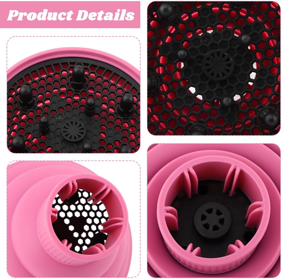Universal Collapsible Hair Dryer Diffuser - Portable Attachment for Thick Hair | Travel-Friendly Pink Design