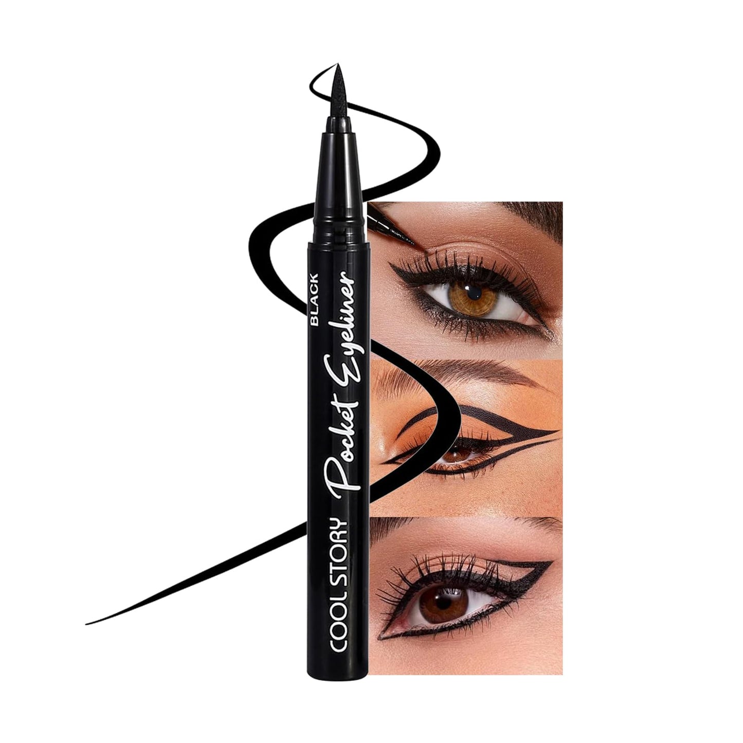 COOL STORY Black Liquid Eyeliner Pencil Eye Liner Pen – Waterproof & Smudge Resistant Long Lasting Makeup