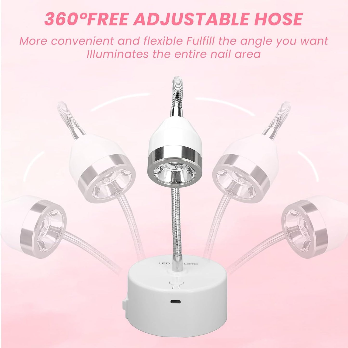 Portable UV Gel Nail Lamp - 9W Cordless Gooseneck Design | Quick Drying with 60s Timer for Home & Salon Use