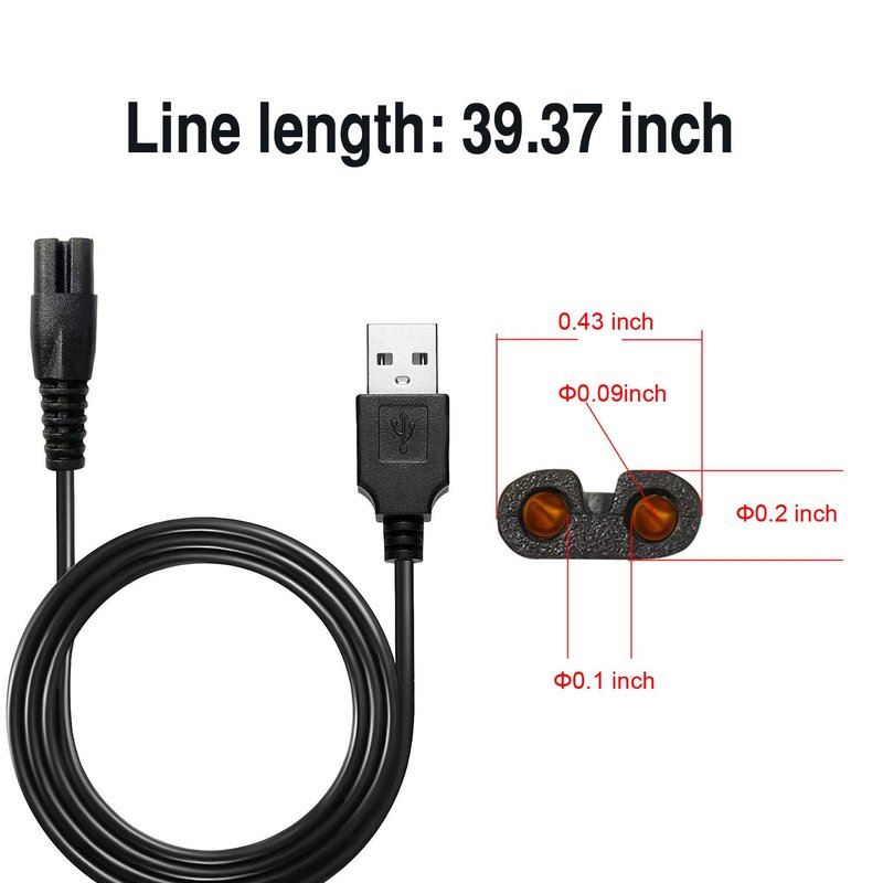 Universa Head Shaver Charger Cord Compatible with Head Shaver,WAHFOX Charger Cord for Many Brands USB Cable Shaver Electric Shaver Power Cord Replacement (Black)