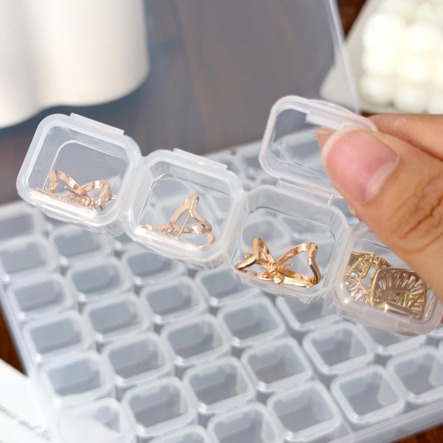 28Grids Adjustable Plastic Jewelry Box Clear DIY Bead Container Transparent Partitioned Storage Boxes