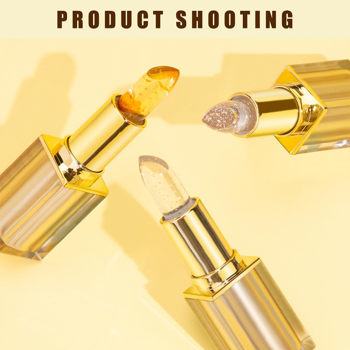 FYEBOO Gold Crystal Ph Lipstick Temperature-Sensitive Color Changing Lipstick, Long-Lasting Moisturizing Formula & Plumping Effect Transfer-Proof Lip Balm (03# Flower)