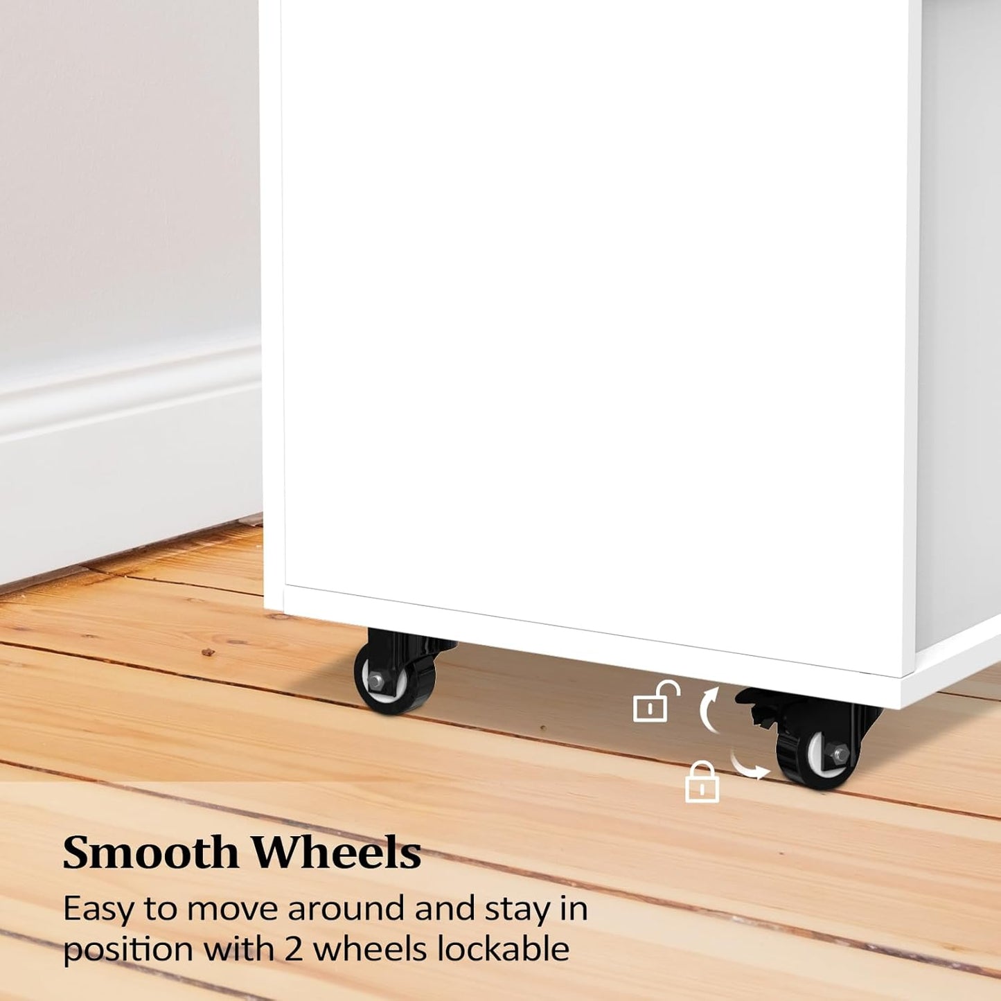 OmySalon Salon Trolley with Wheels - Portable Hair Stylist Cart with 2 Drawers & Storage Cabinet | White