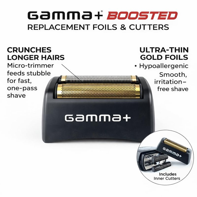 GAMMA+ Replacement Gold Titanium Foil Head Compatible with Gamma+ Boosted Shaver