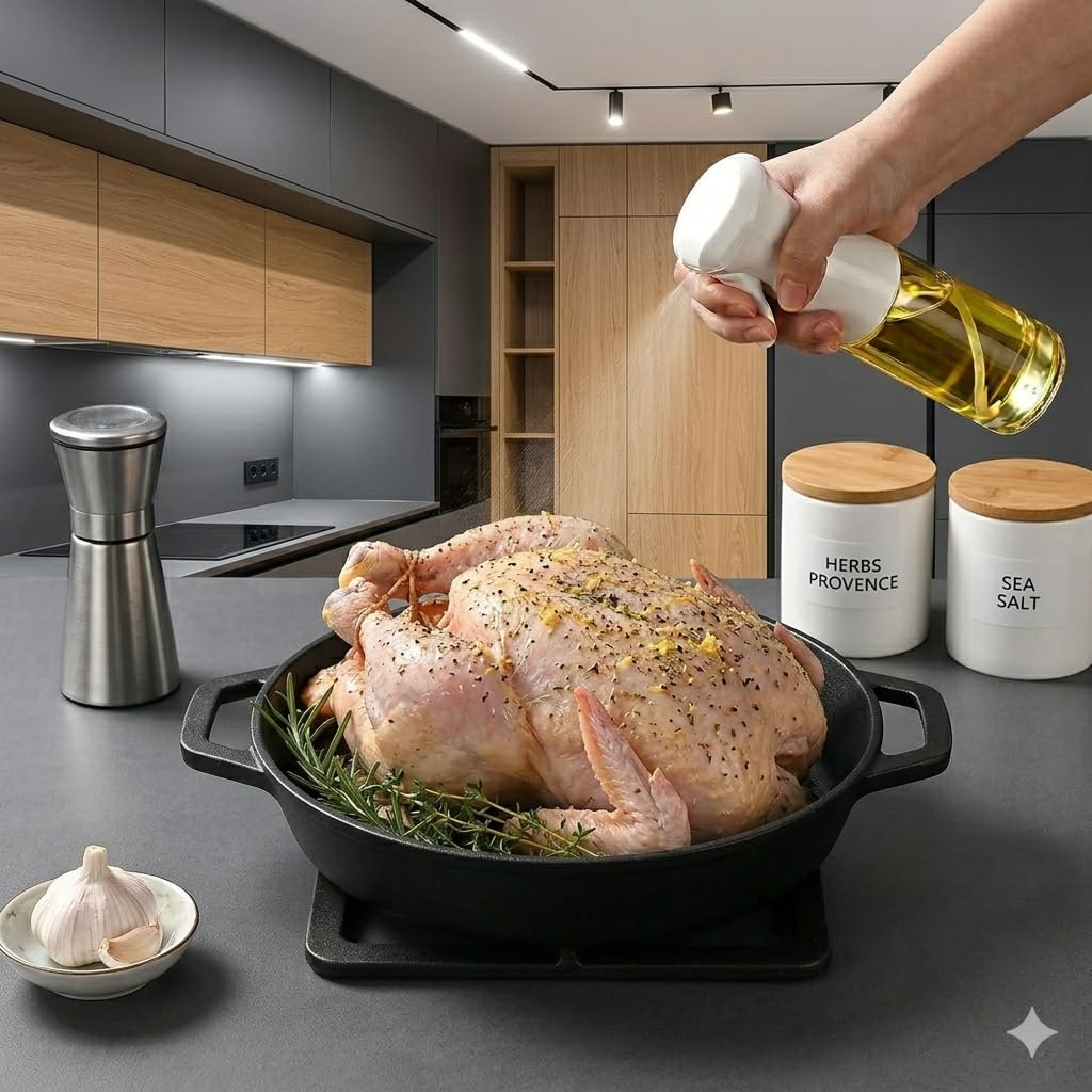 inKLEEV Mist Spray Bottle, Clear Glass Container with White Trigger Sprayer, Empty Refillable Dispenser for Home kitchen