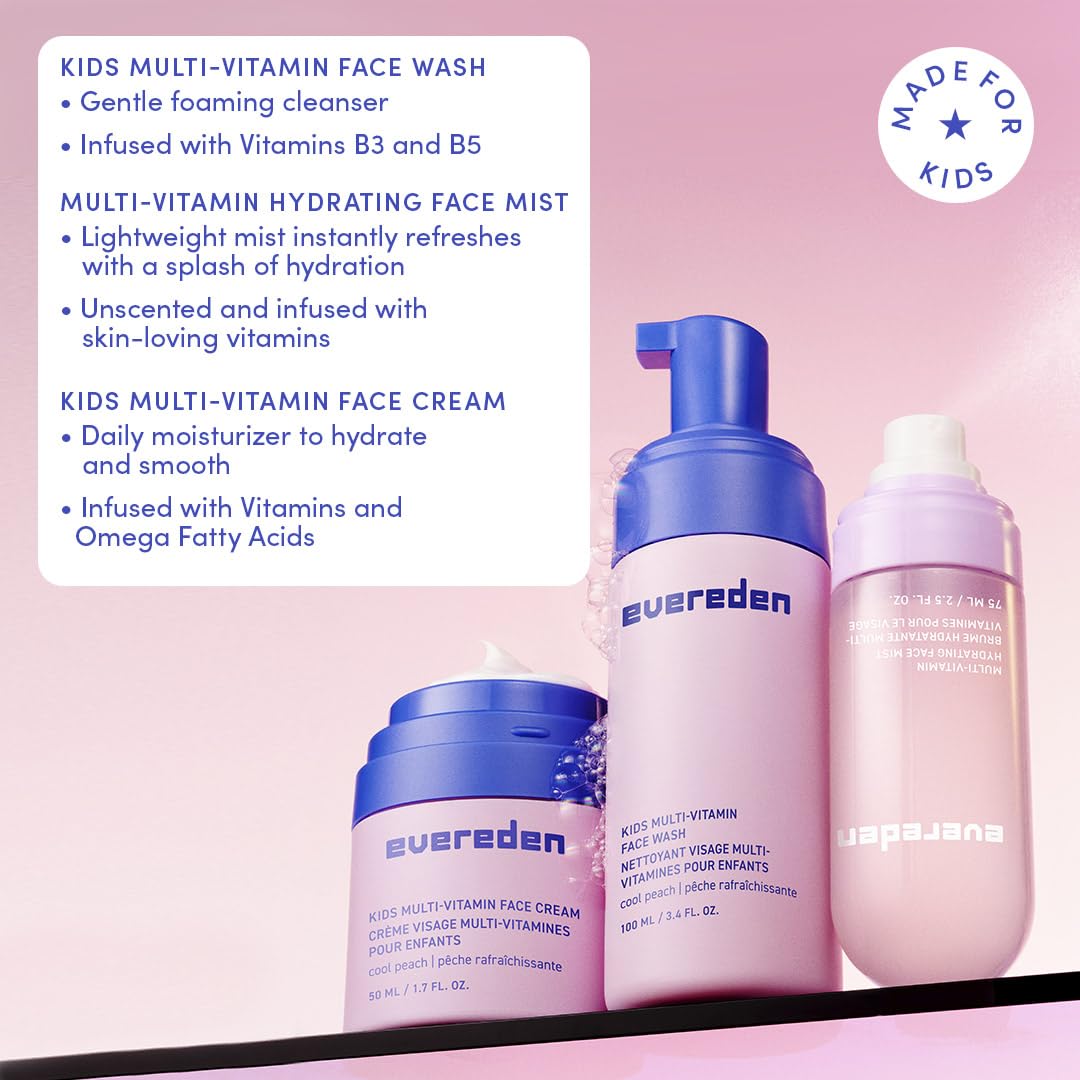Kids Multi-Vitamin Hydrating Face Mist & Cream Set | Vegan Skin Care for Ages 6+ - Moisturizing & Refreshing