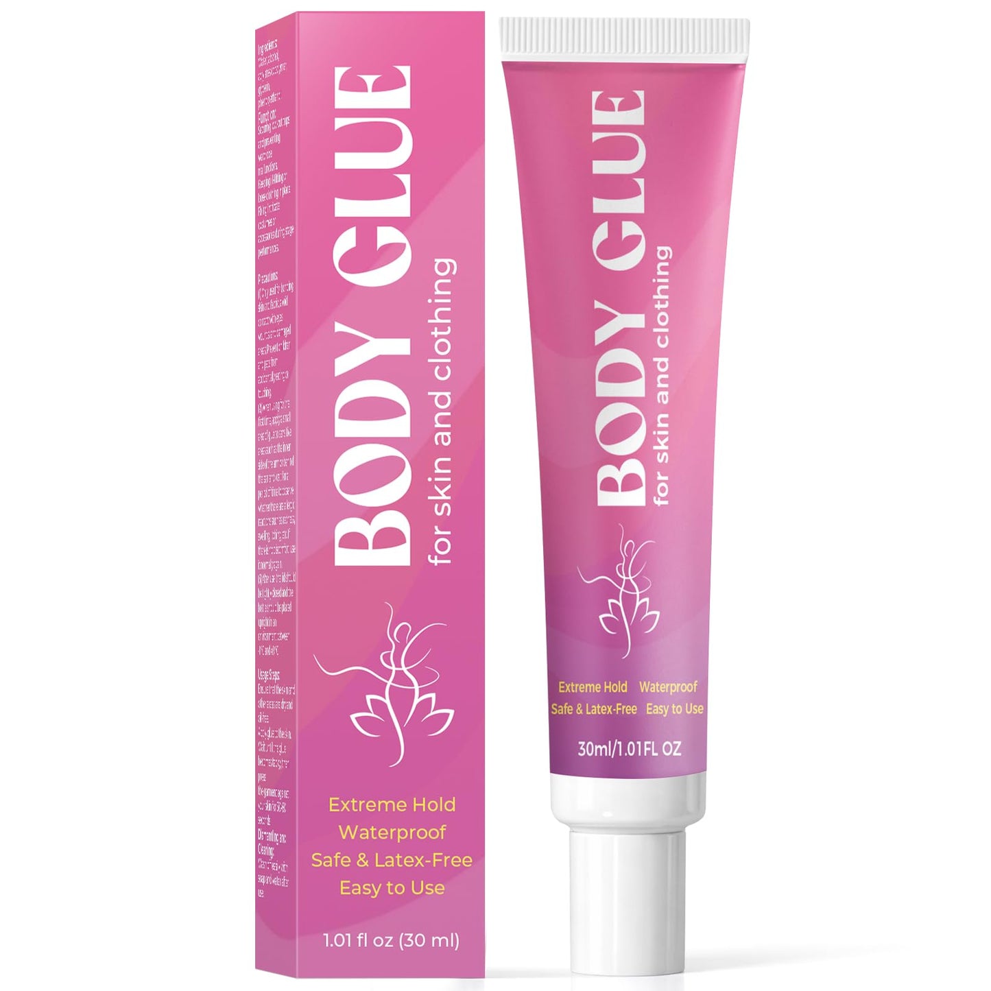 Body Glue for Clothes & Skin, Clear Body Adhesive, Strong Fashion Glue, Sweat Resistant, Water Wash Off For Dancers, Socks, Leotards, Bras, Wigs, Costumes, Hold All-Day 30 ML