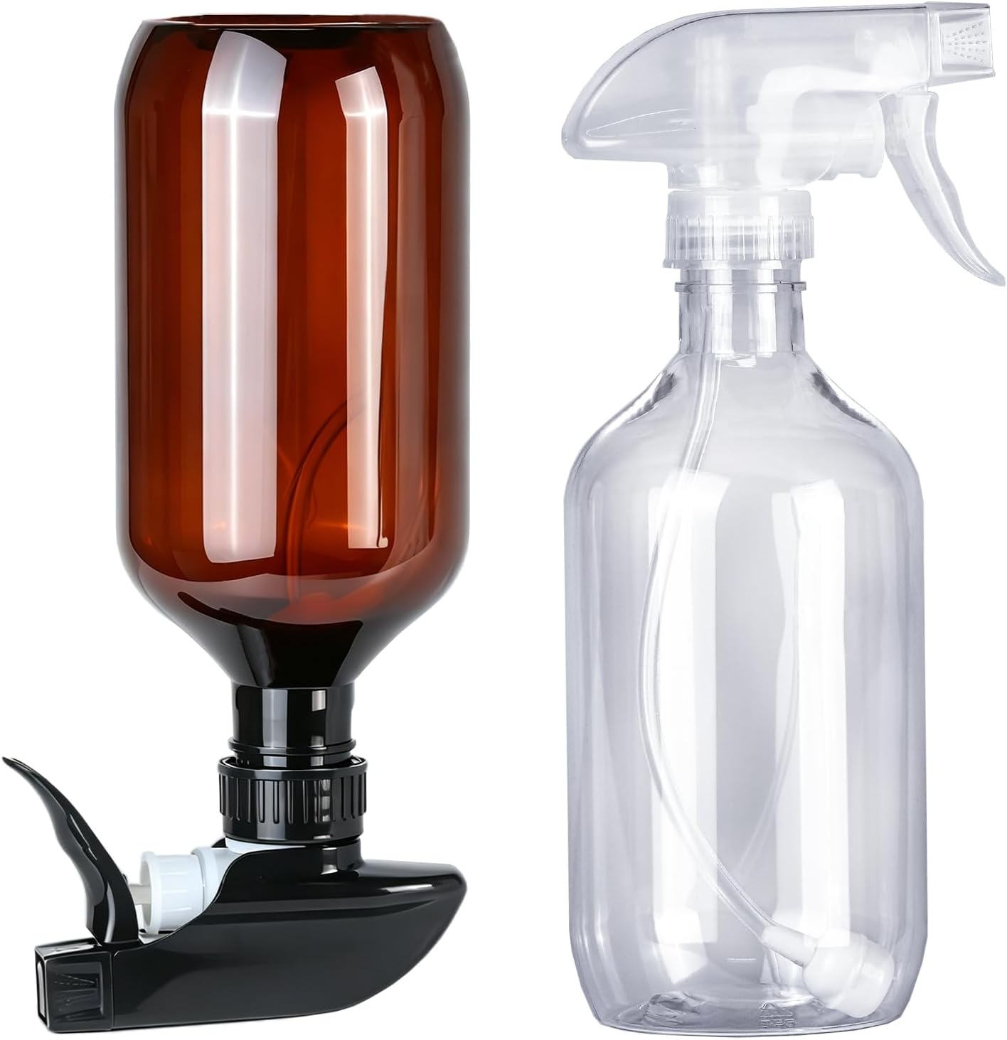 360° Spray Bottles - 10 oz Adjustable Nozzle Containers for Hair, Cleaning, BBQ & Plants | 2 Pack Clear