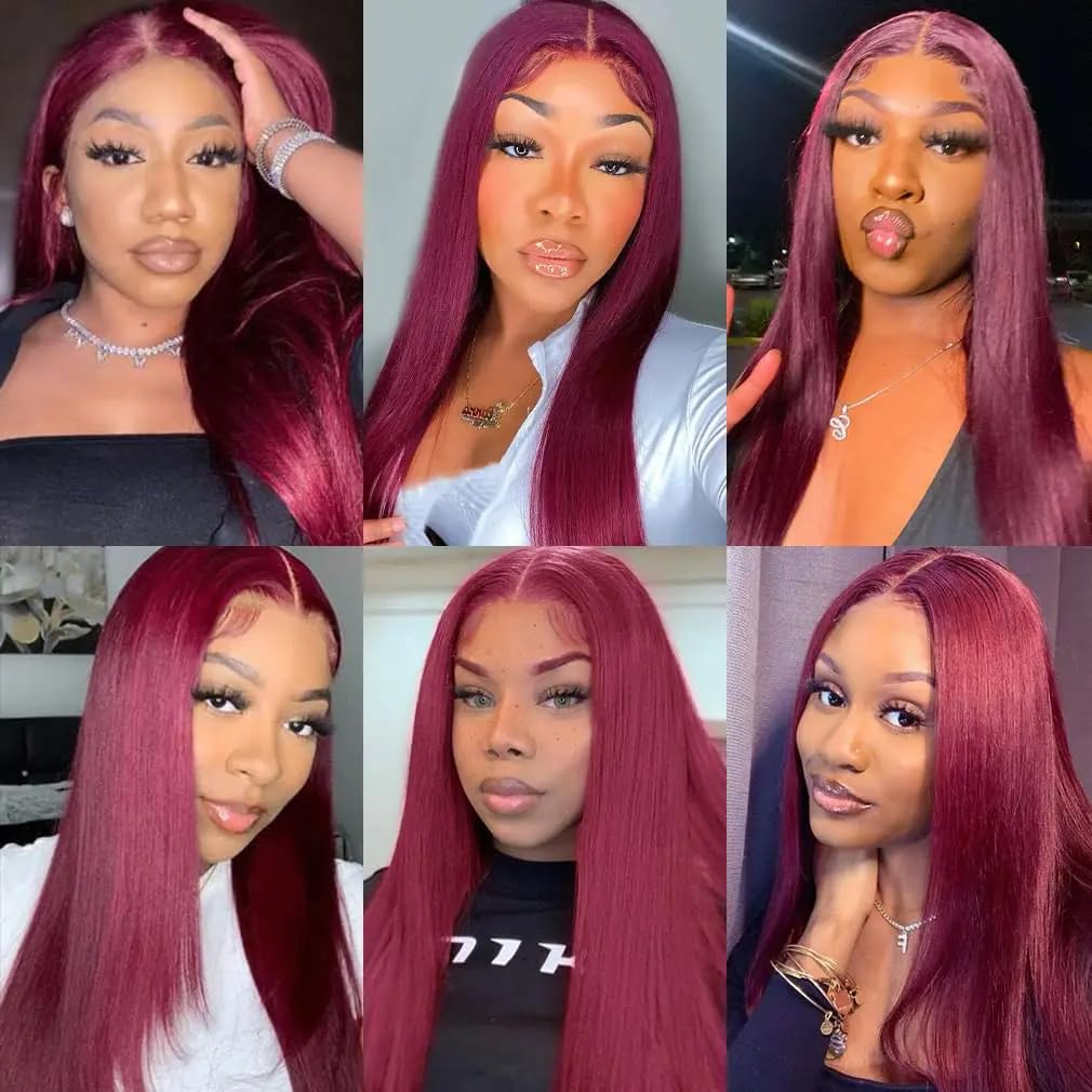 Burgundy Bundles Human Hair Straight Bundles 18 20 22 Inch #99J Wine Red Straight Bundle Unprocessed Brazilian Virgin Weave Hair 3 Bundle 50 Gram Per Bundle