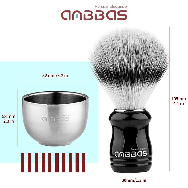Anbbas Synthetic Badger Shaving Brush,3in1 Kit with Stainless Steel Shaving Stand and Bowl for Men Wet Close Shave