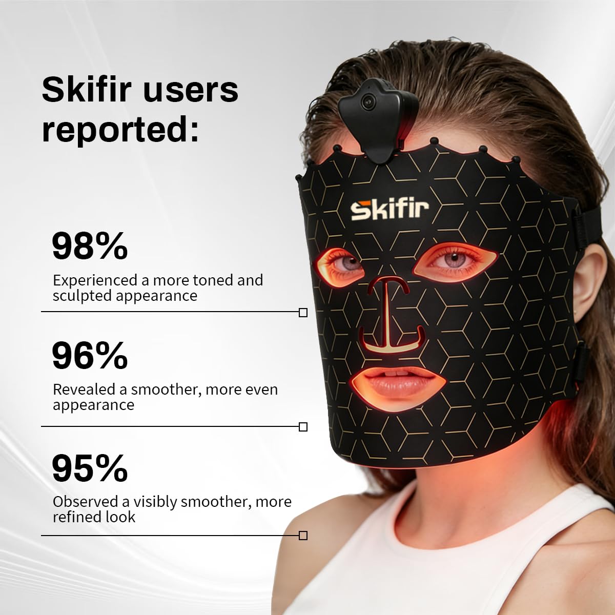 SKIFIR Wireless Photoelectric Beauty Red Light Mask Sustainable, Rechargeable and Ergonomic Design for Home & Travel (Black)