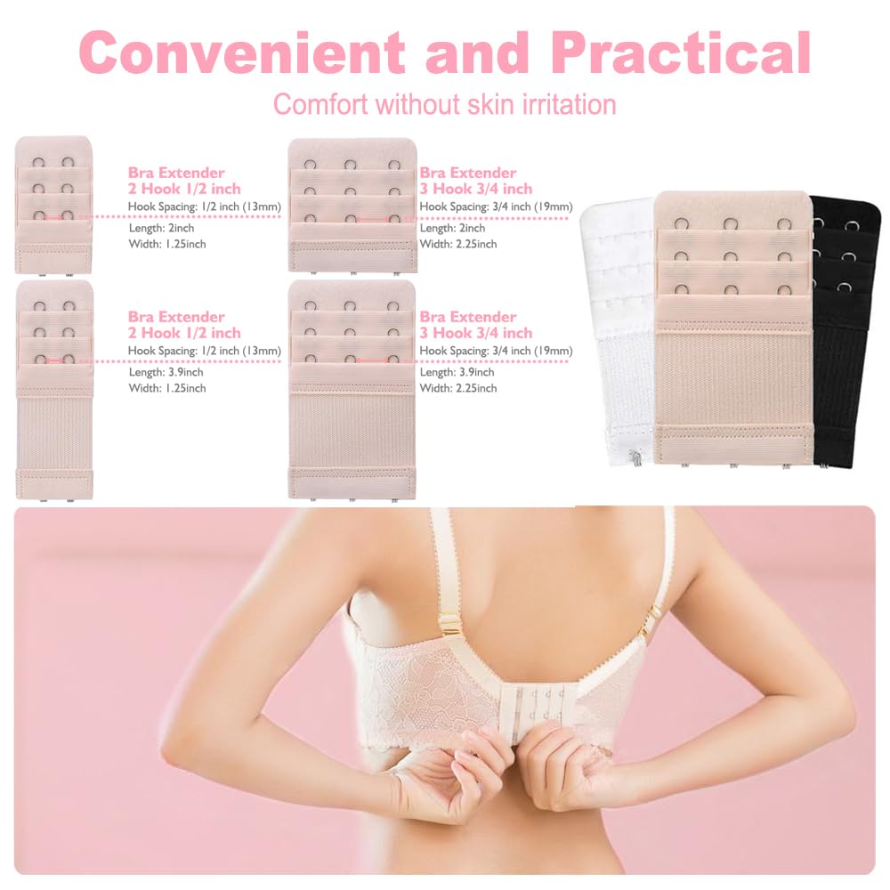 Women's Comfortable Bra Extender, Soft Bra Extension Strap with Storage Case for all Bra Brassiere Models, Elastic Lady's Bra Extender