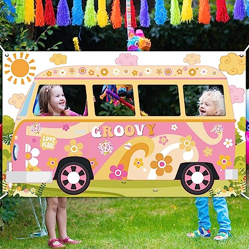 Hippie Bus Photo Prop for Groovy Birthday Parties - 65.75" x 35.4"