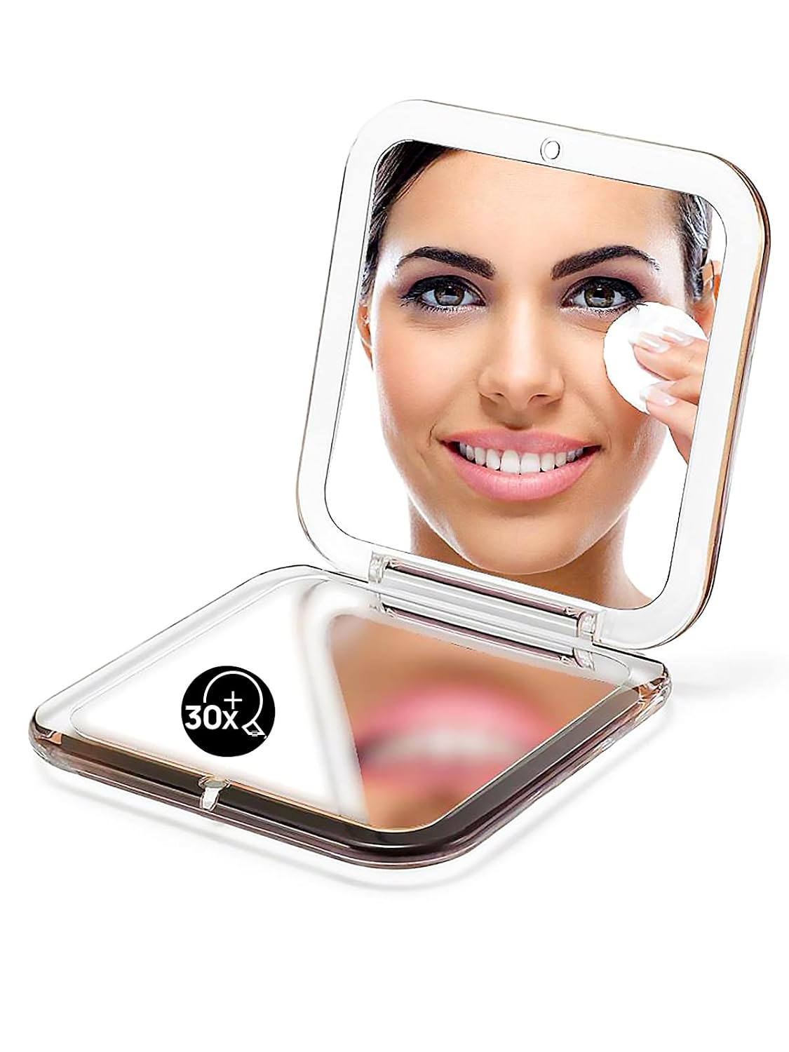 Folding Compact Mirror - 1X/15X Magnification | 3½” Pocket Size Travel Makeup Mirror (Black)
