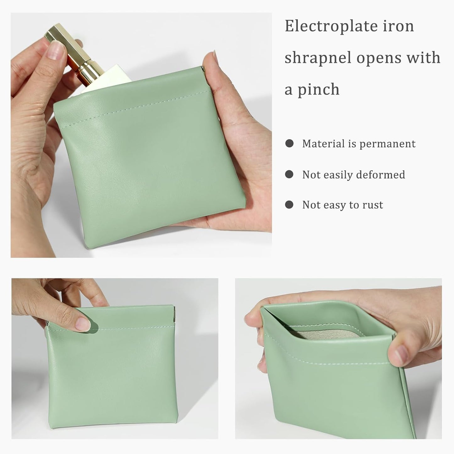 Small Leather Pocket Cosmetic Bag - Waterproof Makeup Organizer for Women | Mini Squeeze Coin Pouch - 4.7 x 4.3 In