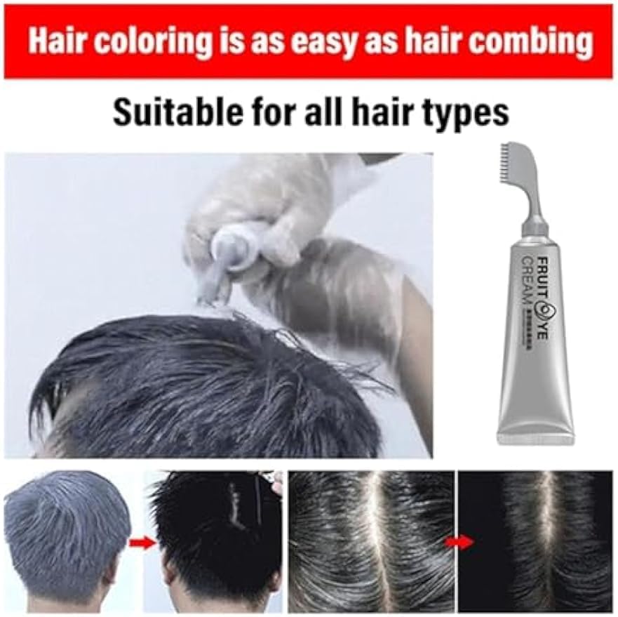 Natural Black Fruit Hair Dye Cream - Dark Brown Grey Coverage for Men & Women