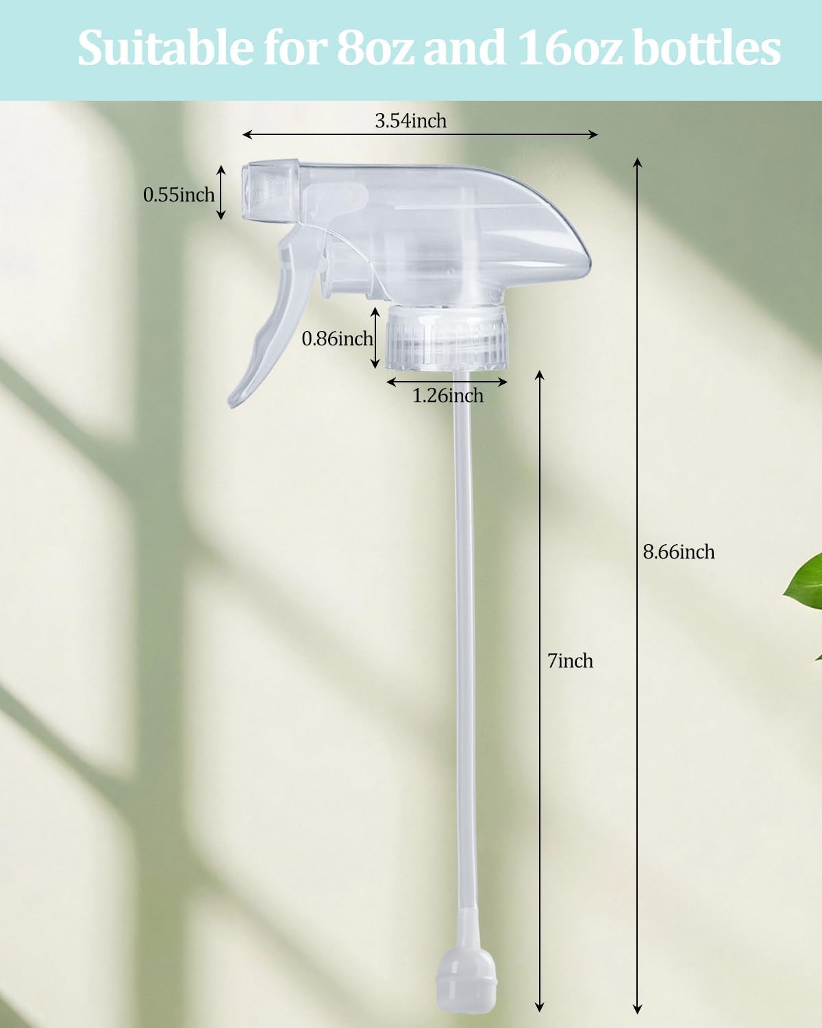 360° Spray Nozzles - 4 Pack for 8oz & 16oz Glass Bottles | Mist Stream Sprayer for Home, Garden & Office Cleaning