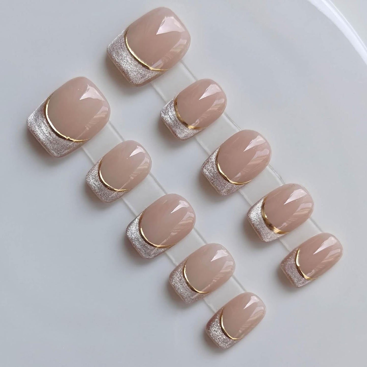 Pink Press On Nails - Handmade Short Square Style | M Size Daily Wear Y2K Cute French Design with Polka Dot & 3D Flowers - 10 Pcs