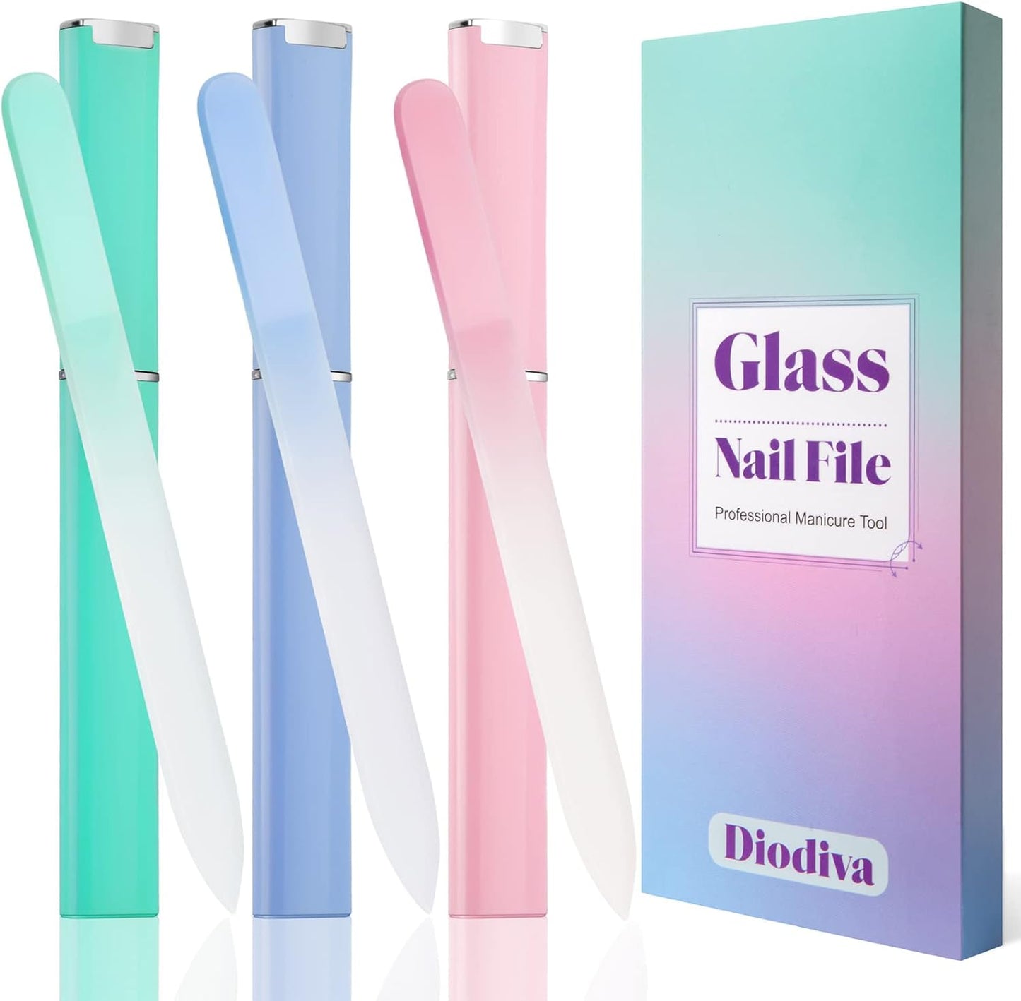 Glass Nail File 3-Pack - Professional Crystal Fingernail Files with Case | Unique Christmas Gifts for Women