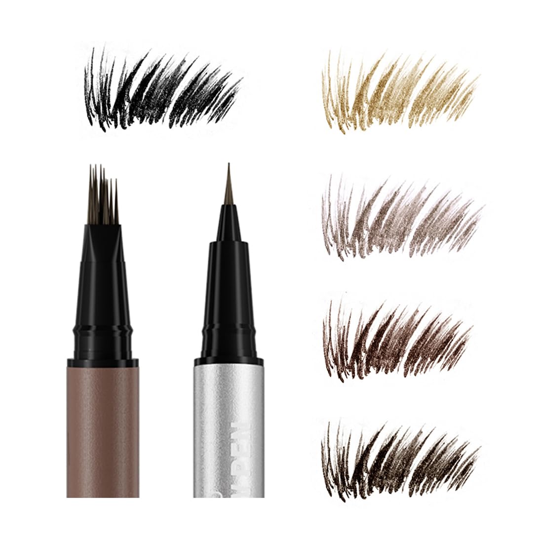 Dual Ended Eyebrow Marker - Microblading Effect Liquid Brow Pen for Natural Hair-Like Strokes | 5 Shades Available, Dark Brown