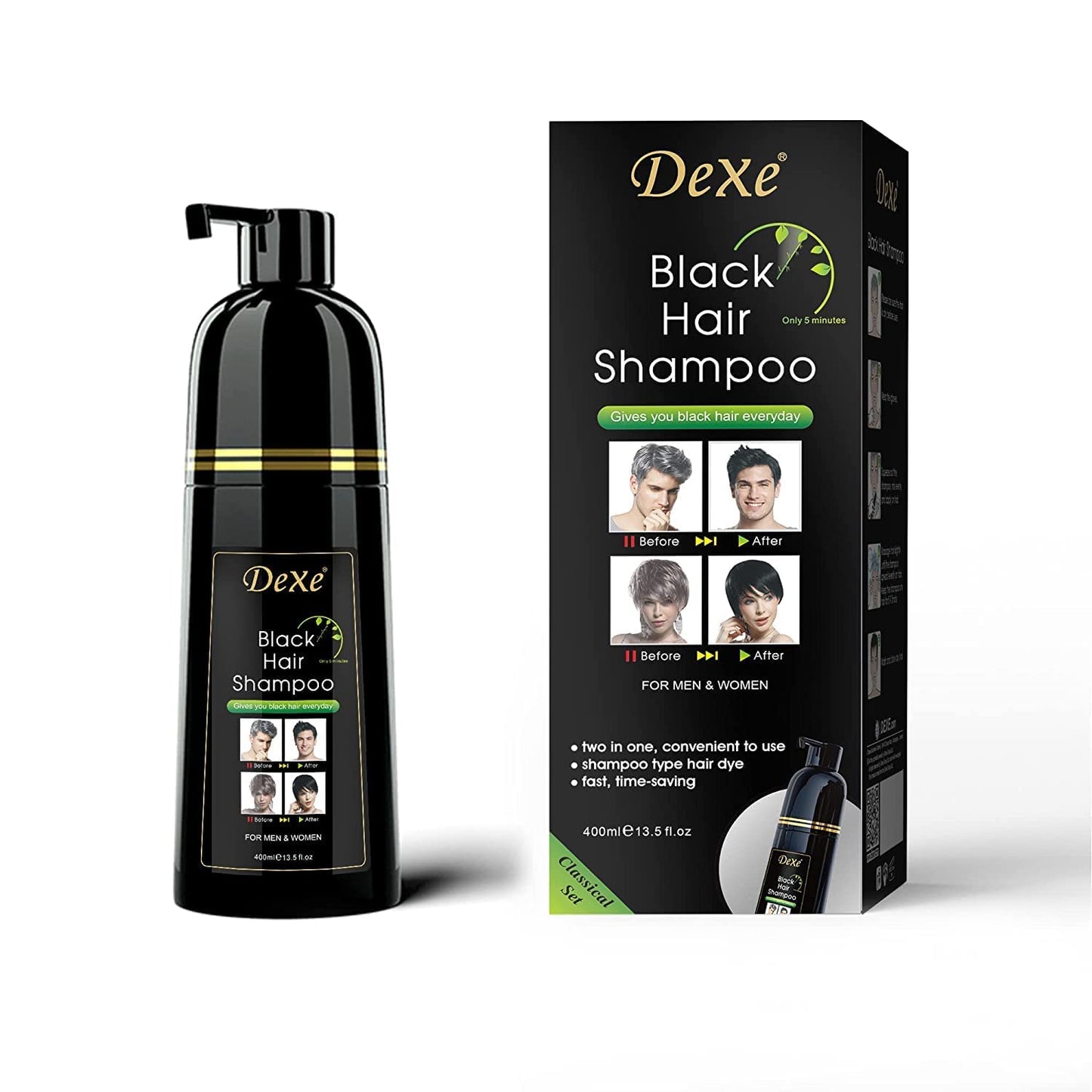 Dark Brown Hair Dye Shampoo - Permanent Color for 100% Gray Coverage | Easy Comb Application