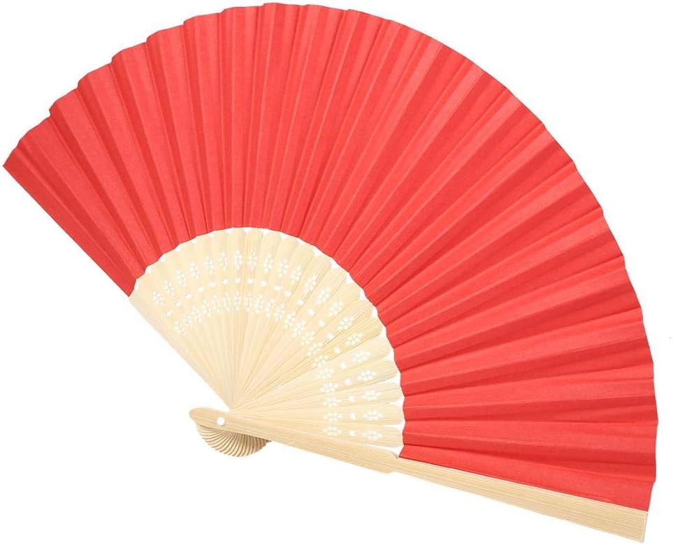 Retro Vintage Folding Paper Fan - Elegant Chinese Style for Weddings & Parties | DIY Blank Design (10#)