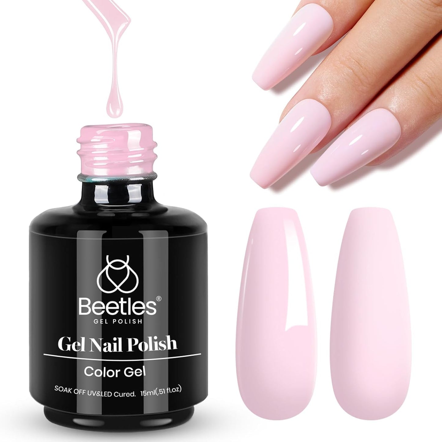 Beetles Mauve Gel Nail Polish - Dusty Rose Pink Purple UV Soak Off | 15ml Long Lasting Glossy Finish for Salon & Home