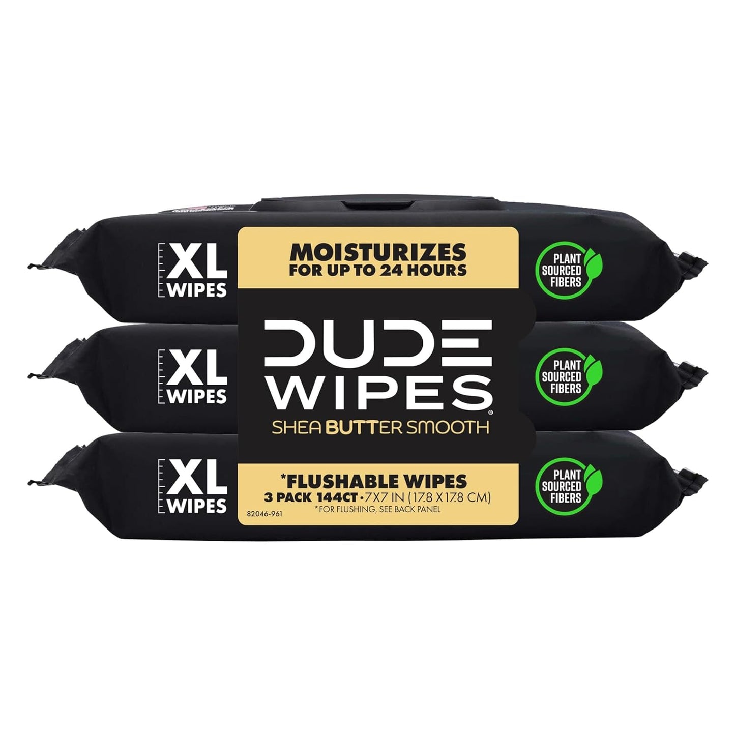 Dude Wipes Unscented Flushable Wipes - Extra-Large Adult Wet Wipes for Sensitive Skin | 6 Pack (288 Count) with Vitamin E and Aloe