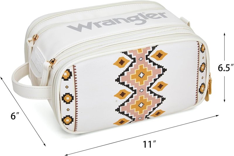 Large Makeup Bag - Portable Travel Toiletry Organizer with Divider & Handle for Women | Aztec Design