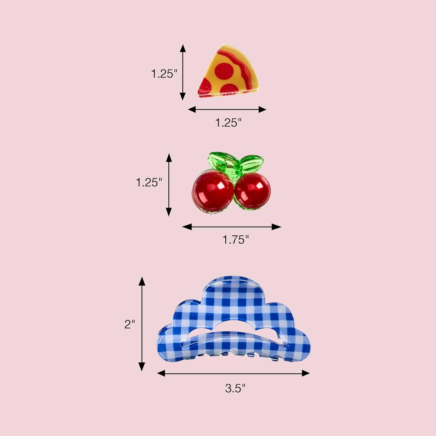 Scunci Novelty Food Claw Clips - Fun Mini Pizza & Cherry Hair Clips | 8PK, Trendy for All Hair Types