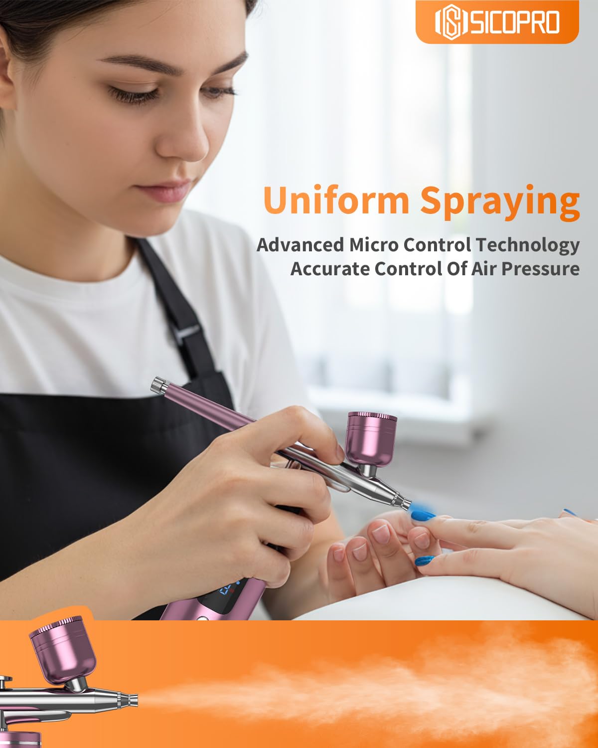 SICOPRO Airbrush Kit, Cordless Airbrush for Nails, Air Brush Kit With Air Compressor for Models/Shoes/Cakes/Hair, Air Brush Guns For Painting (Pink)