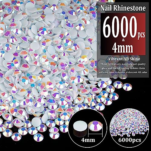 BELLEBOOST White AB 4mm Resin Flatback Rhinestones Bulk for Crafts Nails & Makeup