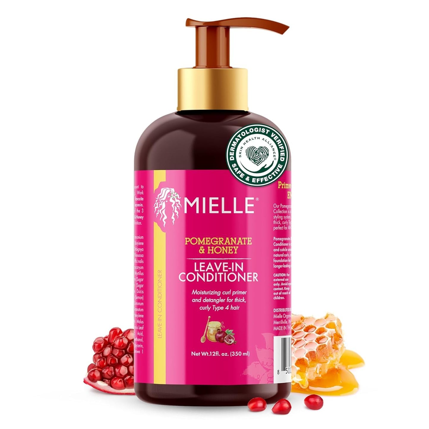 Mielle Organics Pomegranate & Honey Leave-In Conditioner - Moisturizing Curly Hair Treatment | 12 Fl Oz