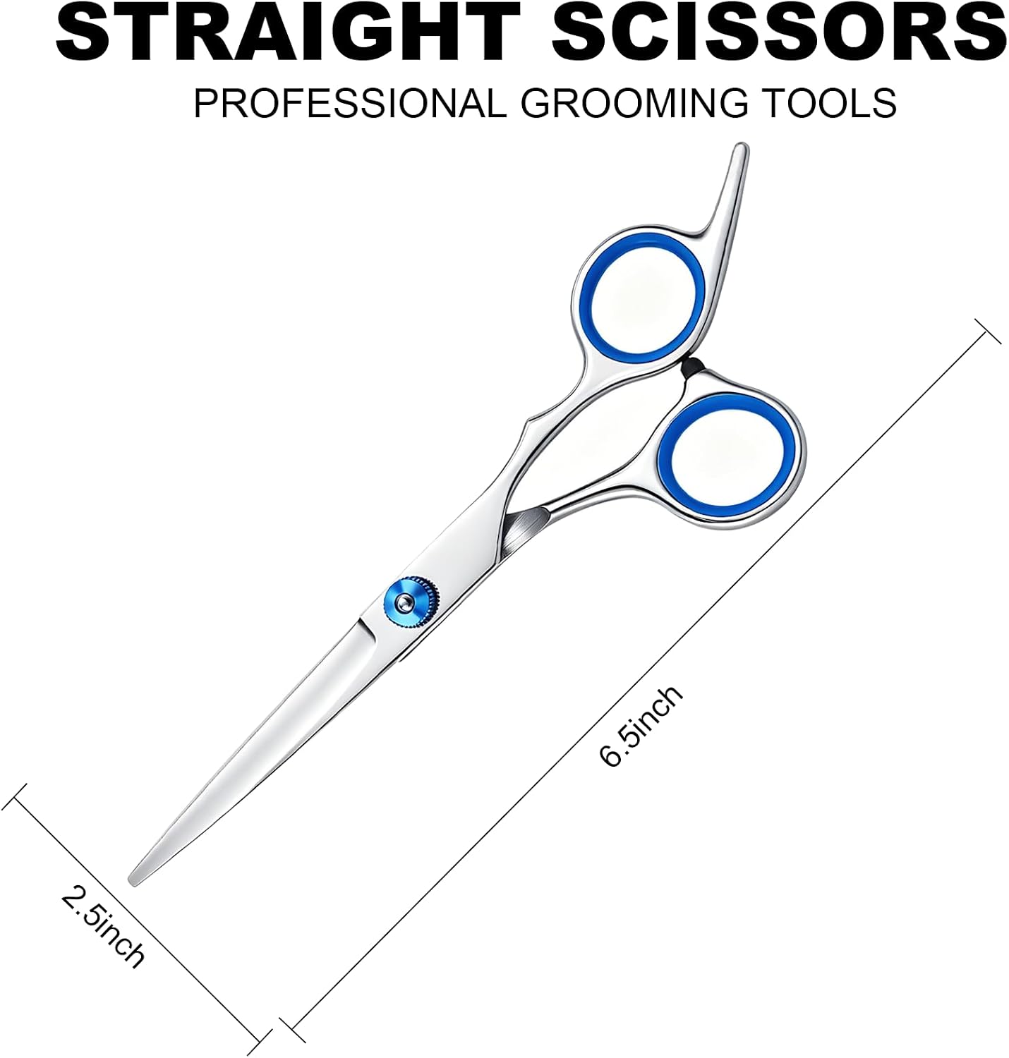 Professional Hair Cutting Scissors - 6.5" Stainless Steel Barber Shears with Adjustable Tension | Includes Comb for Home & Salon Use