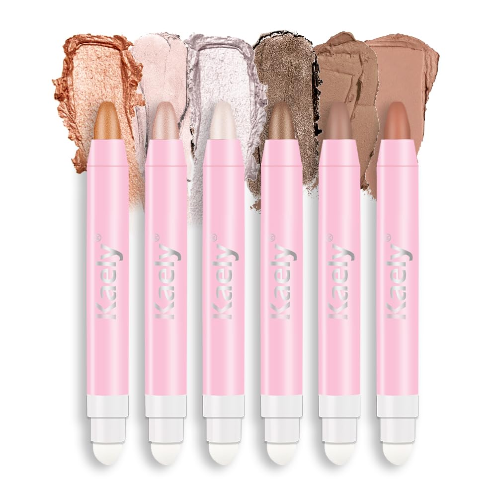 Cream Eyeshadow Stick Set - 6Pcs Waterproof Long-Lasting Sticks for Mature Skin | Neutral Nude Shimmer & Matte Finish